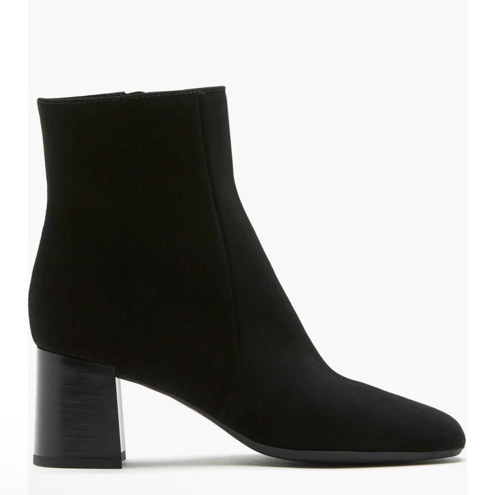 La Canadienne Kathy City Dry Waterproof Suede Booties Black Block Heel Size 8